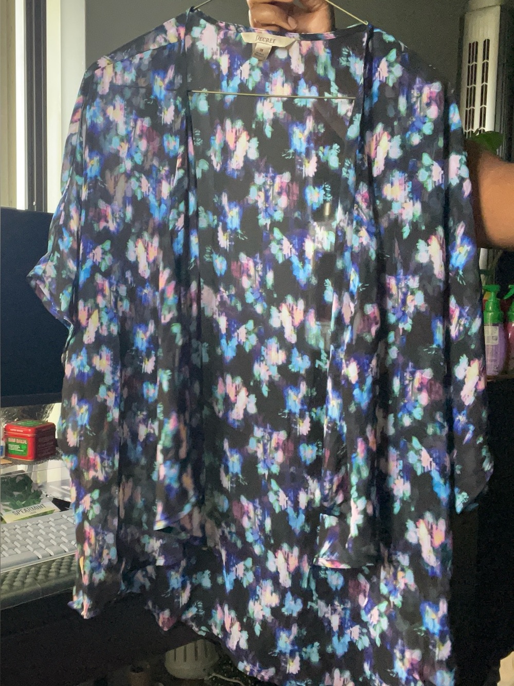 Floral Watercolor Kimono Cardigan - Black Background